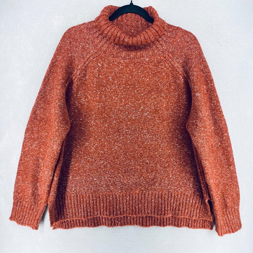 Baltic Born Sweater Womens XL Orange Cotton Blend Mock Neck Cozy Preppy